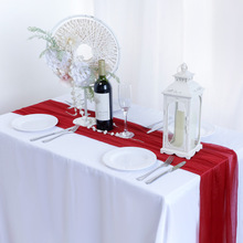 新款雪纺桌旗粉色浪漫婚礼桌布新娘生日派对接待台布装饰桌旗批发