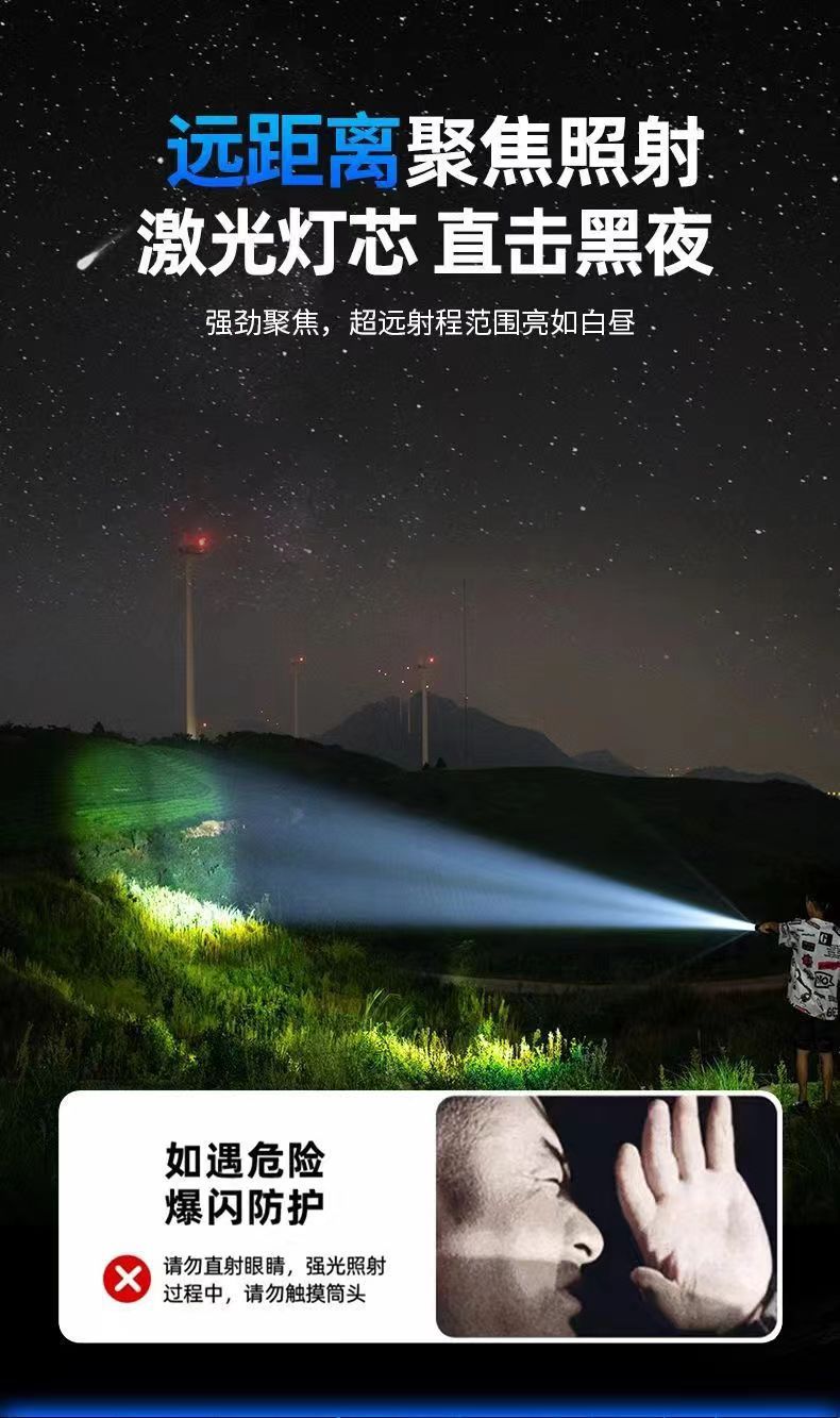 Multi-function flashlight rechargeable portable intelligent digital explosive volume long-shot zoom USB super bright flashlight