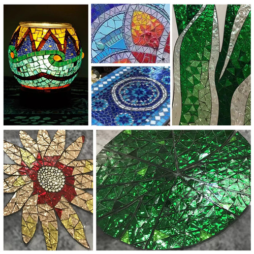 1kg triangular mica sheet mosaic handmade diy stained glass church Tiffany candlestick Turkish lamp