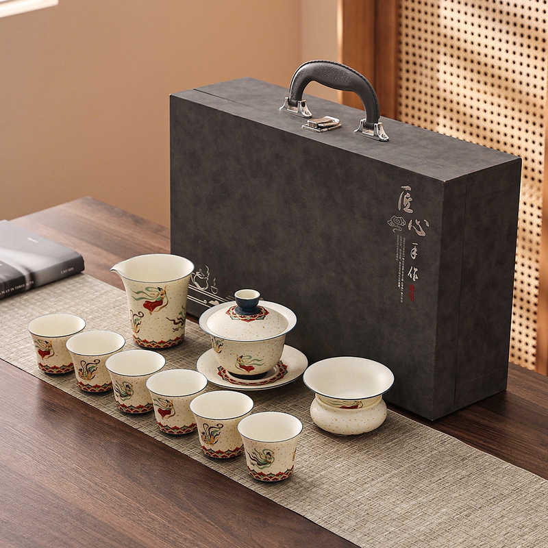 Dunhuang Feitian Gaiwan Kung Fu Tea Set for Home and Office, Ceramic Gaiwan Tea Cup Complete Set for Tea Brewing Dunhuang Feitian Gaiwan Kung Fu Tea Set for Home and Office, Ceramic Gaiwan Tea Cup Complete Set for Tea Brewing