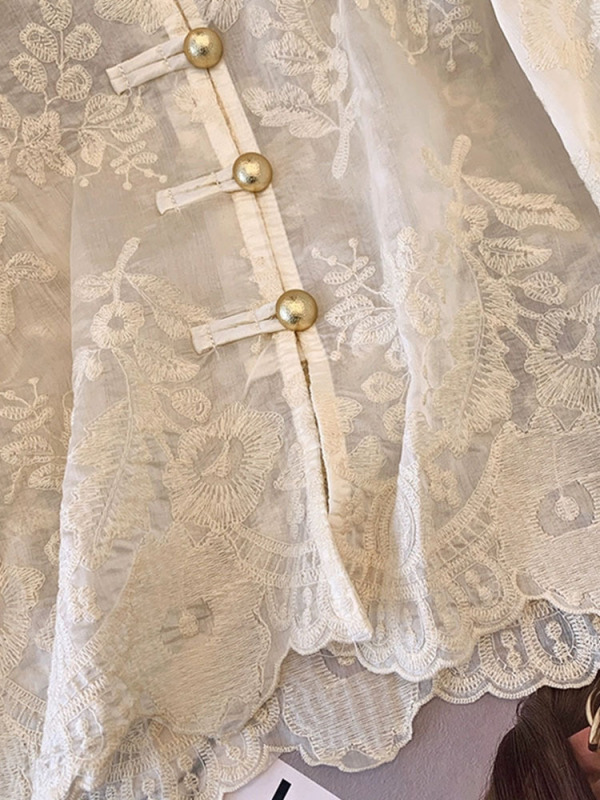 新中国風国風刺繍立襟長袖シャツ婦人服春2025新作シャツ気質上着デザイン感|undefined