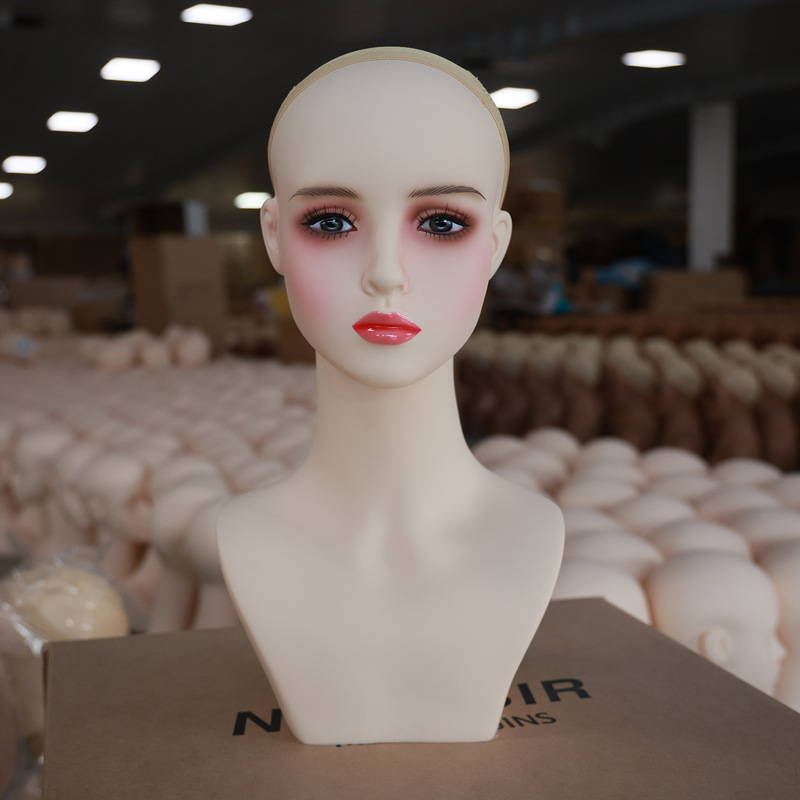 cos ヘッドモデル新しいウィッグヘッドモデル高品質 PVC 素材ダブルショルダー女性モデルヘッド写真ライブブロードキャストダミーヘッドモデル|undefined