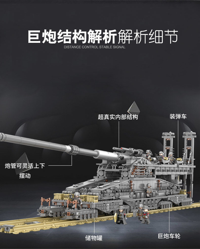 开智兼容乐高多拉巨炮古斯塔夫列车炮模型大型积木高难度拼装玩具-阿里巴巴