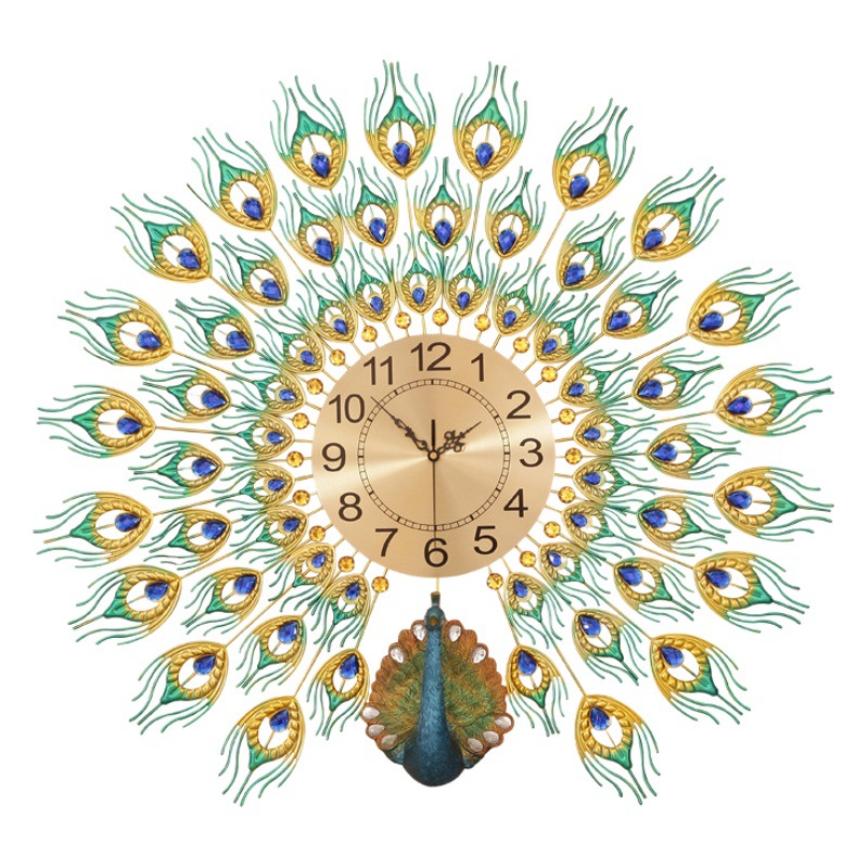 Moda reloj nórdico sala de estar moderno minimalista hogar reloj decorativo montado en la pared Red rojo restaurante creativo Reloj de pared Pavo Real