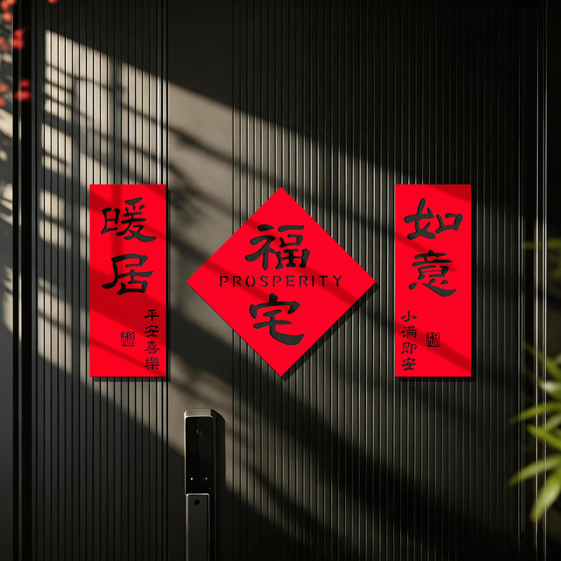 Housewarming celebration velvet leather self-adhesive magnetic door sticker with the character "Fu" for new home door decoration and moving-in door decoration Housewarming celebration velvet leather self-adhesive magnetic door sticker with the character "Fu" for new home door decoration and moving-in door decoration