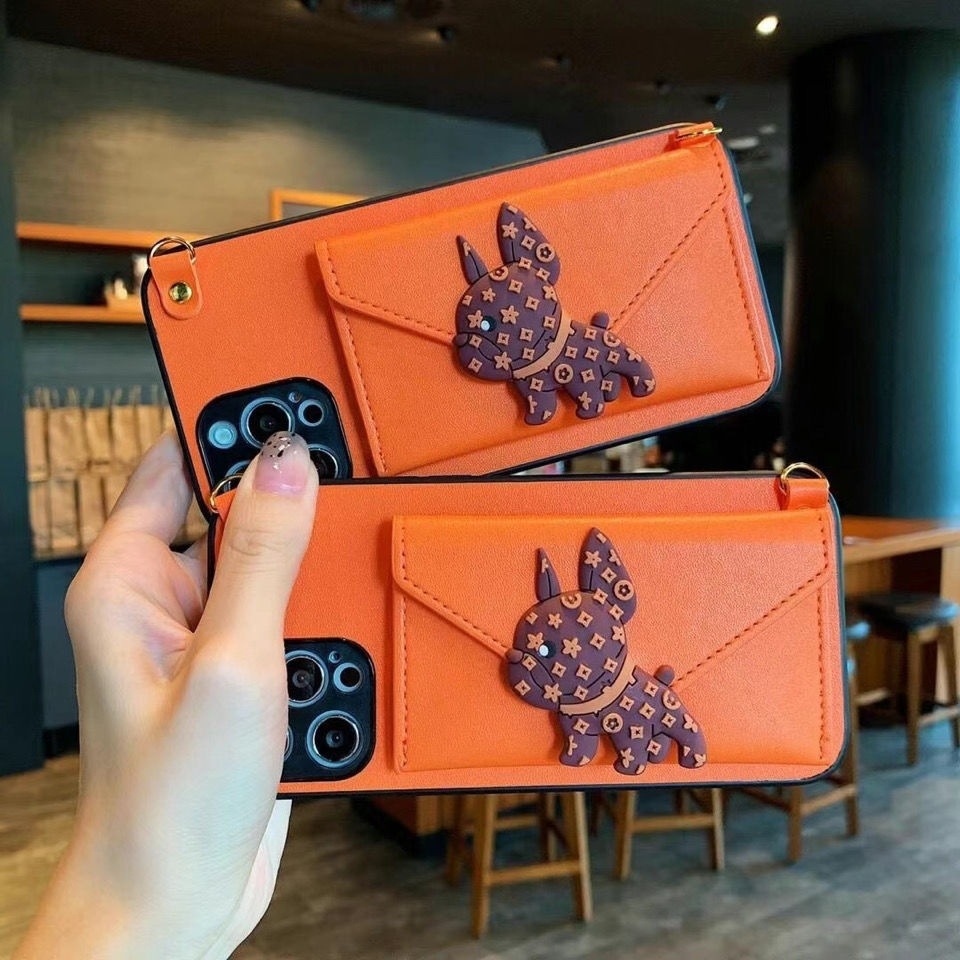 Ốp lưng điện thoại đeo chéo đựng thẻ, chống sốc viền dày, phù hợp Apple 17 Pro Max, iPhone 16, Huawei P40 — Ốp điện thoại đeo Chéo Thỏ màu cam, Ốp điện thoại đeo Chéo Thỏ màu nâu, Ốp điện thoại đeo Chéo Gấu bạo lực, Ốp điện thoại đeo Chéo Chó Pháp chi tiết 10