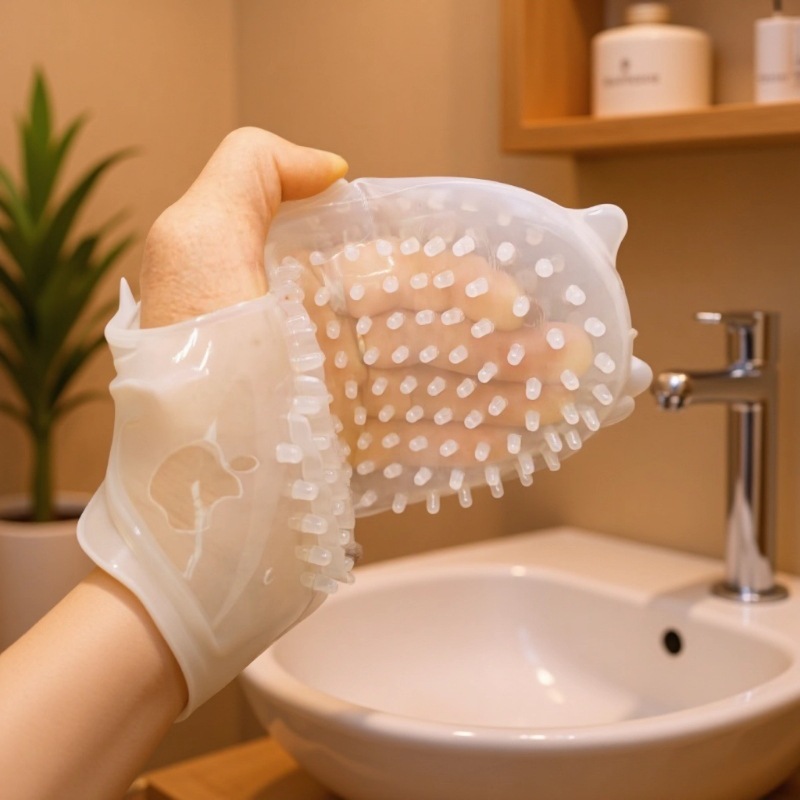 الكشط قفاز قفاز جسم ميريديان تجريف سيليكون جل تدليك الفرش