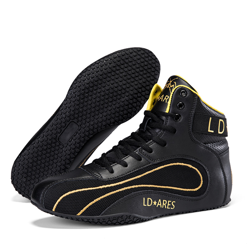 Zapatos de lucha libre de cuero transfronterizos para hombres fitness entrenamiento integral de fuerza zapatos de boxeo zapatos de lucha deslizantes transpirables zapatos sanda