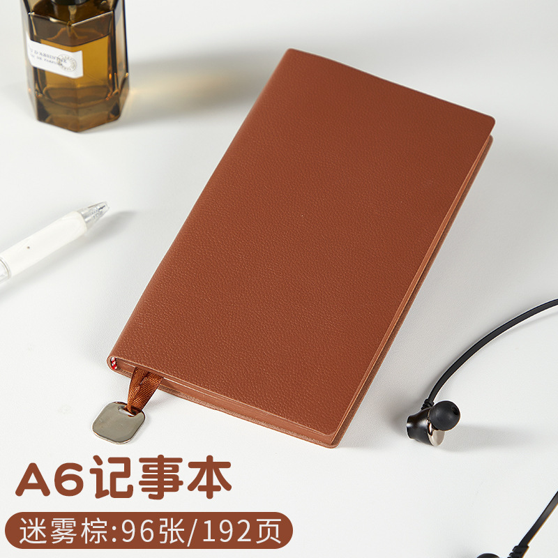 Cuaderno de oficina de negocios de cuero de lichi a6 con logotipo impreso, cuaderno de estudiante de superficie suave compacto y portátil
