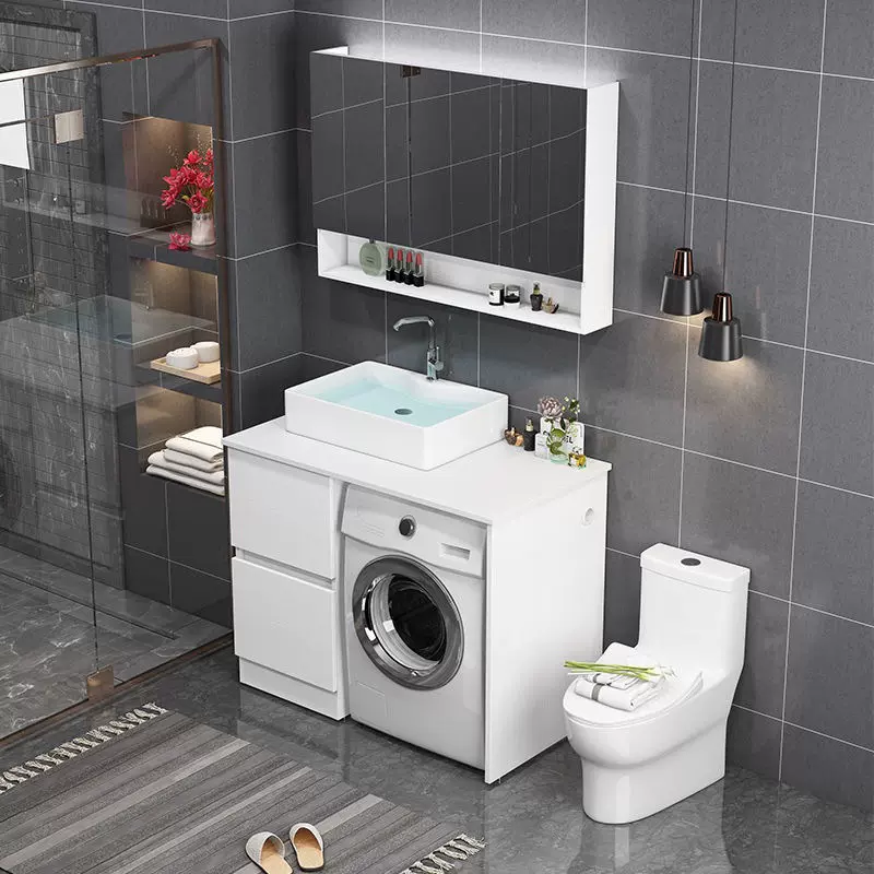 阳台太空蜂窝铝洗衣机柜一体盆带搓板洗衣台洗衣池组合家具