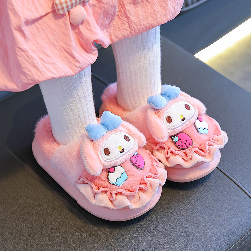 Sanliou zapatillas de algodón de invierno para niños, niñas y niñas, calentamiento y peluche, bolsas de lana para padres e hijos, zapatos de algodón caseros