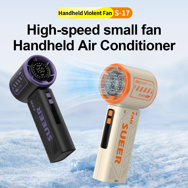 Cross-Border 2025 New Model Creative Fashion Mecha High-Speed Turbine Mini Fan Portable Digital Display Handheld Fan Rechargeable Version