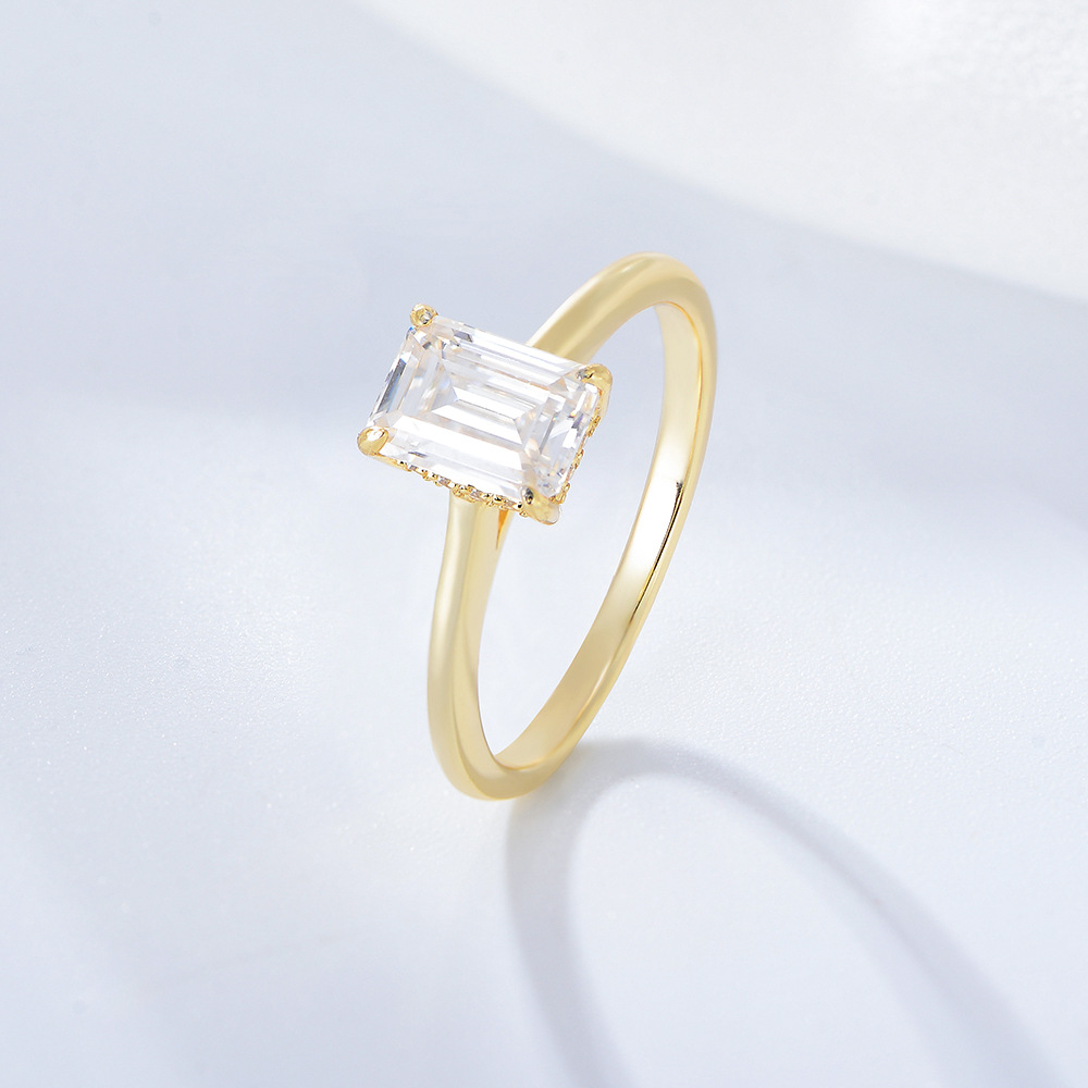 Transfronterizo exclusivo deseo Venta caliente s925 plata esterlina geométrica rectangular circón anillo femenino europeo y americano ins anillo pulsera