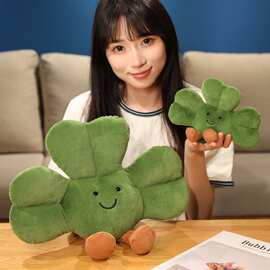 趣味三叶草玩偶绿植盆栽毛绒玩具仿真三叶草抱枕花束公仔礼物