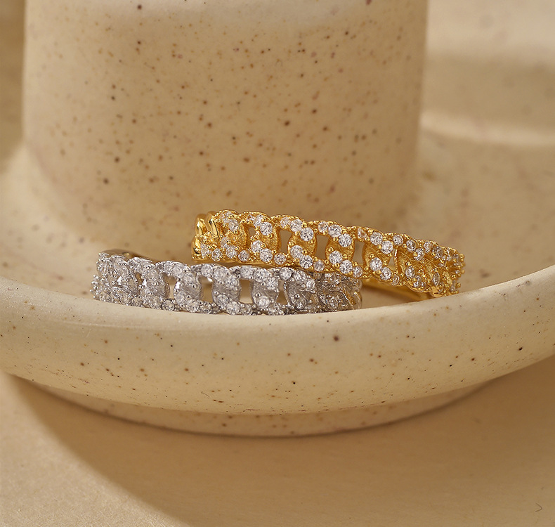 2g Weight Zircon Inlay Material Open Rings Classification 1 Piece Quantity Date, Tea Party Occasion 925 Sterling Silver Material Geometric Pattern All Seasons Season Unisex Gender Simple Style, Shiny Style Plating Craft 925 Sterling Silver Geometric Open Rings 925 Sterling Silver Rings 13