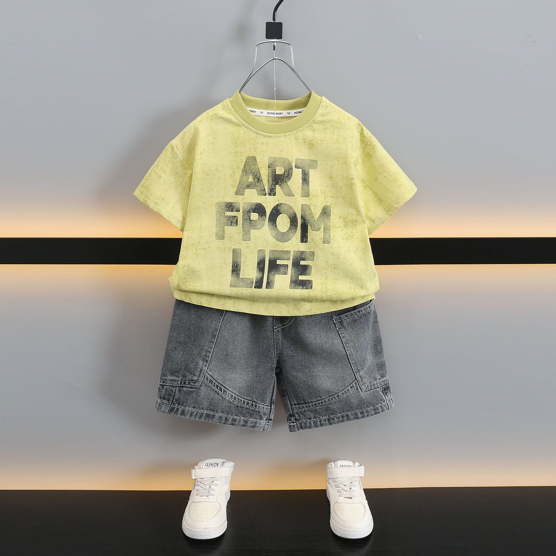 7355 traje de verano para niños 2025 nueva ropa de manga corta de verano para niños