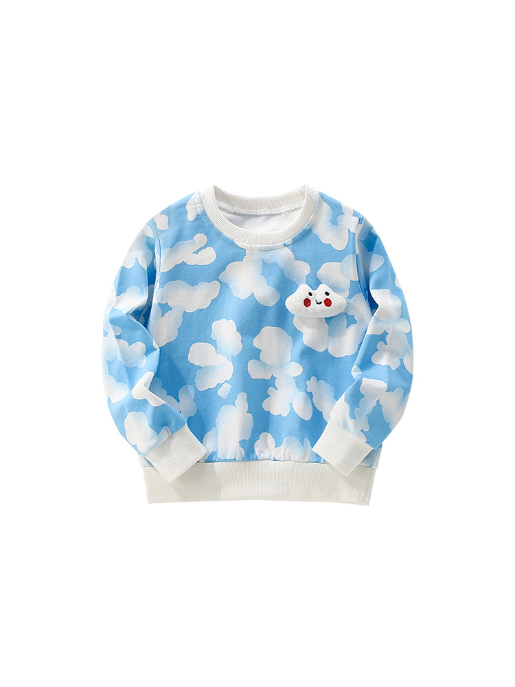 Cross-border malwee chaqueta infantil otoño y invierno nuevo estilo europeo y americano para niños de mediano tamaño impresión de aire extranjero cuello redondo manga larga chaqueta casual