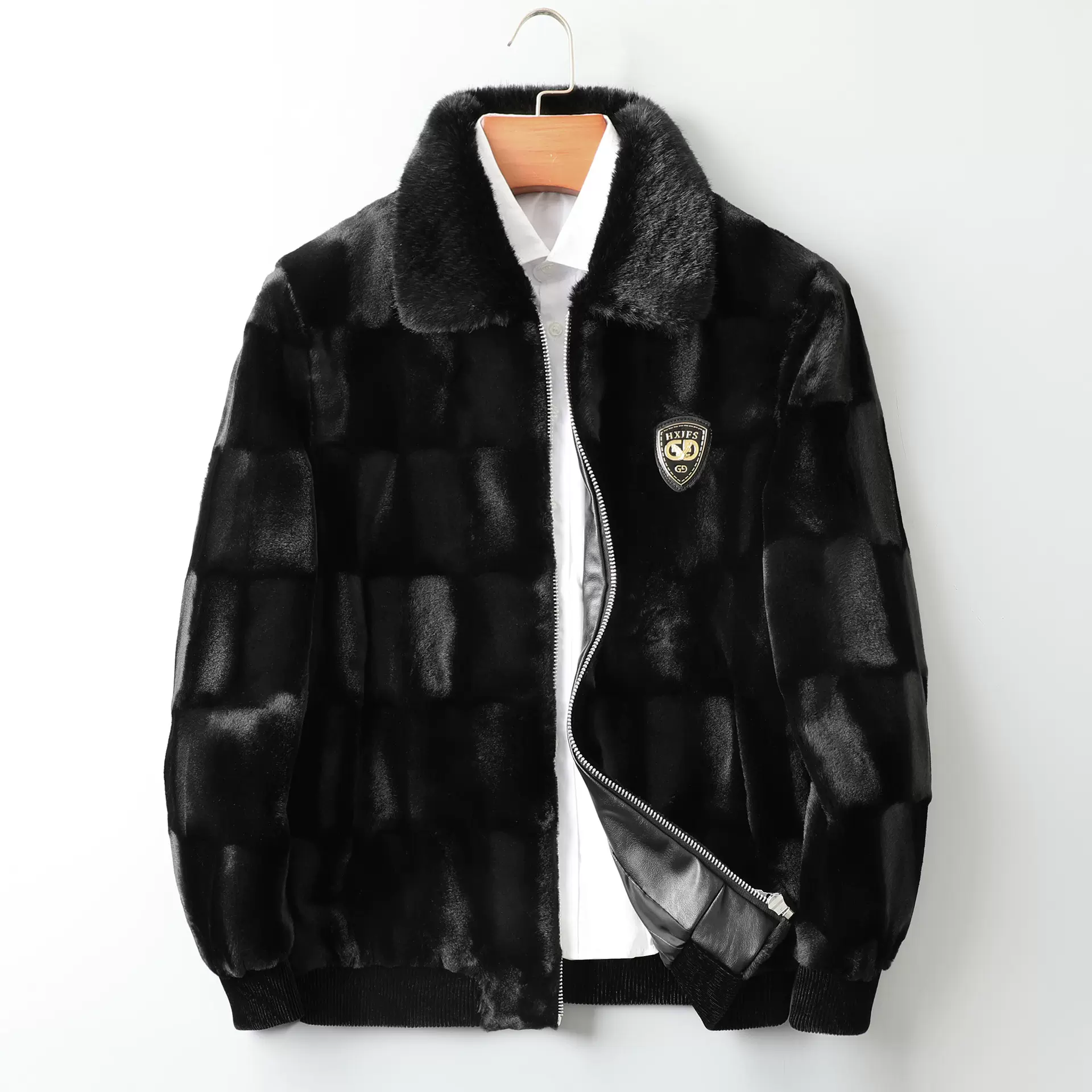 跨境热销新款男式皮草翻领加厚金貂绒皮大衣整貂翻领男装皮草外套