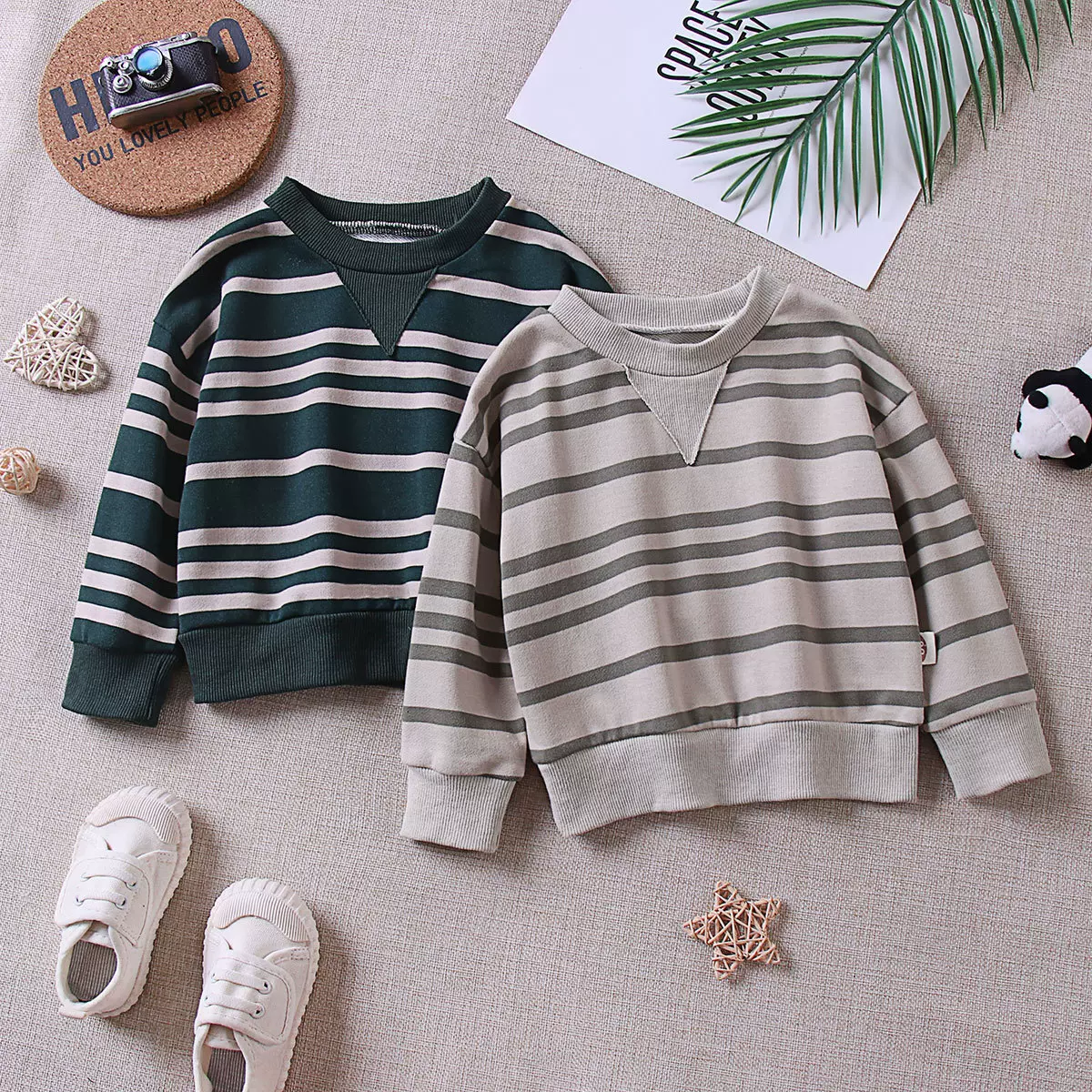 儿童春秋季上衣2025新款儿童宝宝休闲韩版洋气条纹打底学生版卫衣