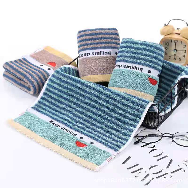 Children's towel 25x 50cm rectangular small towel dark striped cotton towel soft absorbent easy to use wholesale