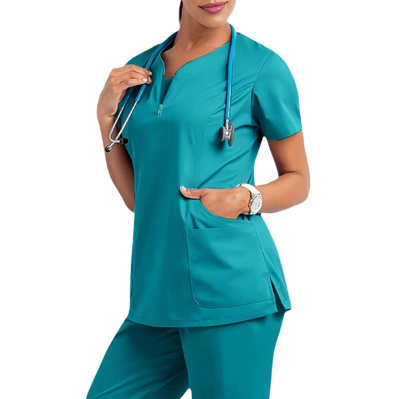 Nurse uniform, elastic quick dry doctor uniform, split set, custom-made, with short sleeve