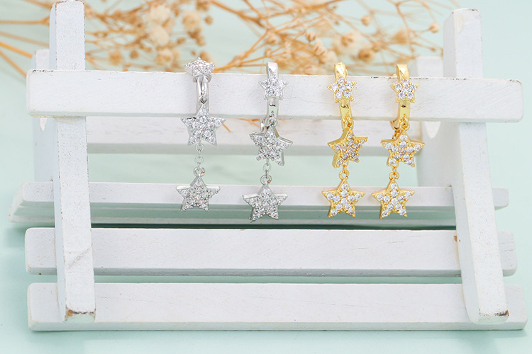 4g Weight Zircon Inlay Material Charm Sleeper Hoop Earrings, Earrings Classification Fashion Geometric Copper Zircon Charm Sleeper Hoop Earrings Earrings