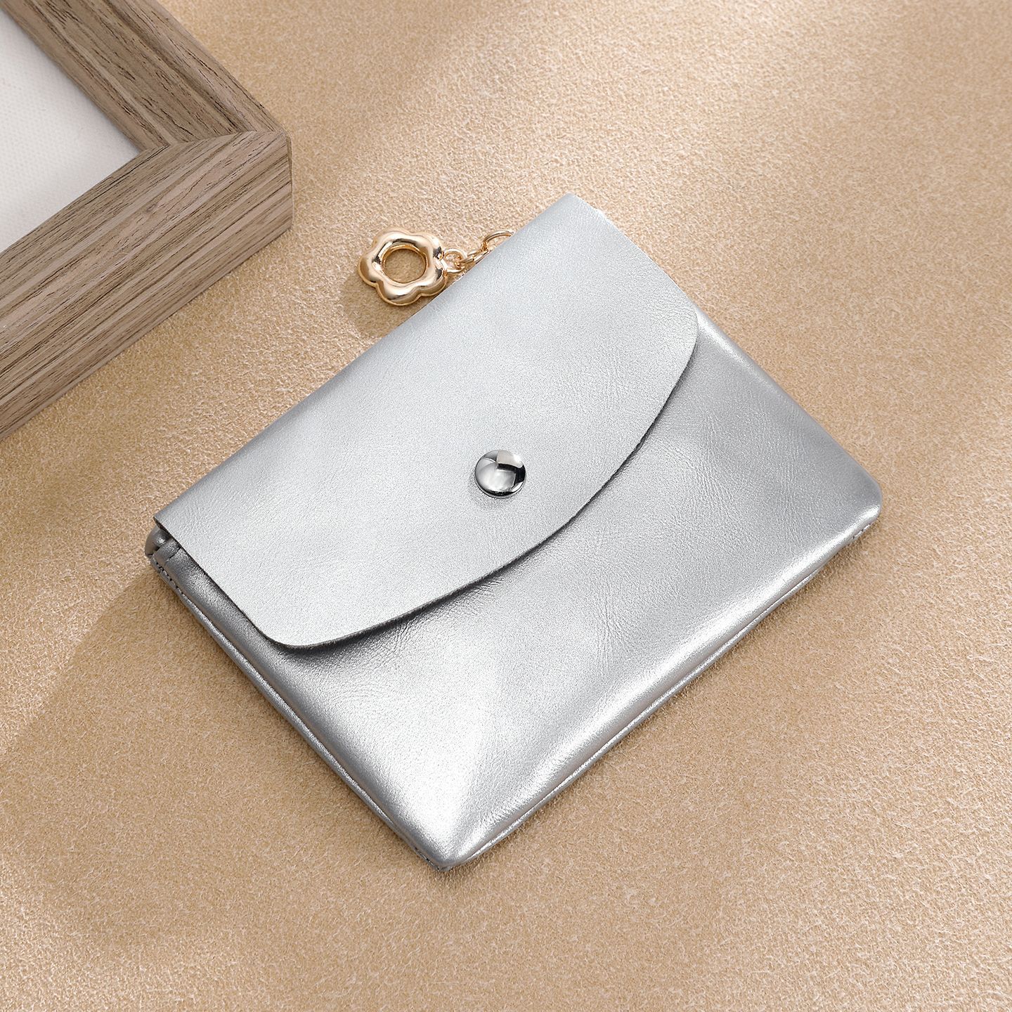 Mini bolso de cambio 2 - en - 1 bolso de tarjetas para hombres y mujeres, bolso corto de gran capacidad, bolso de doble capa de monedas de piel suave simple