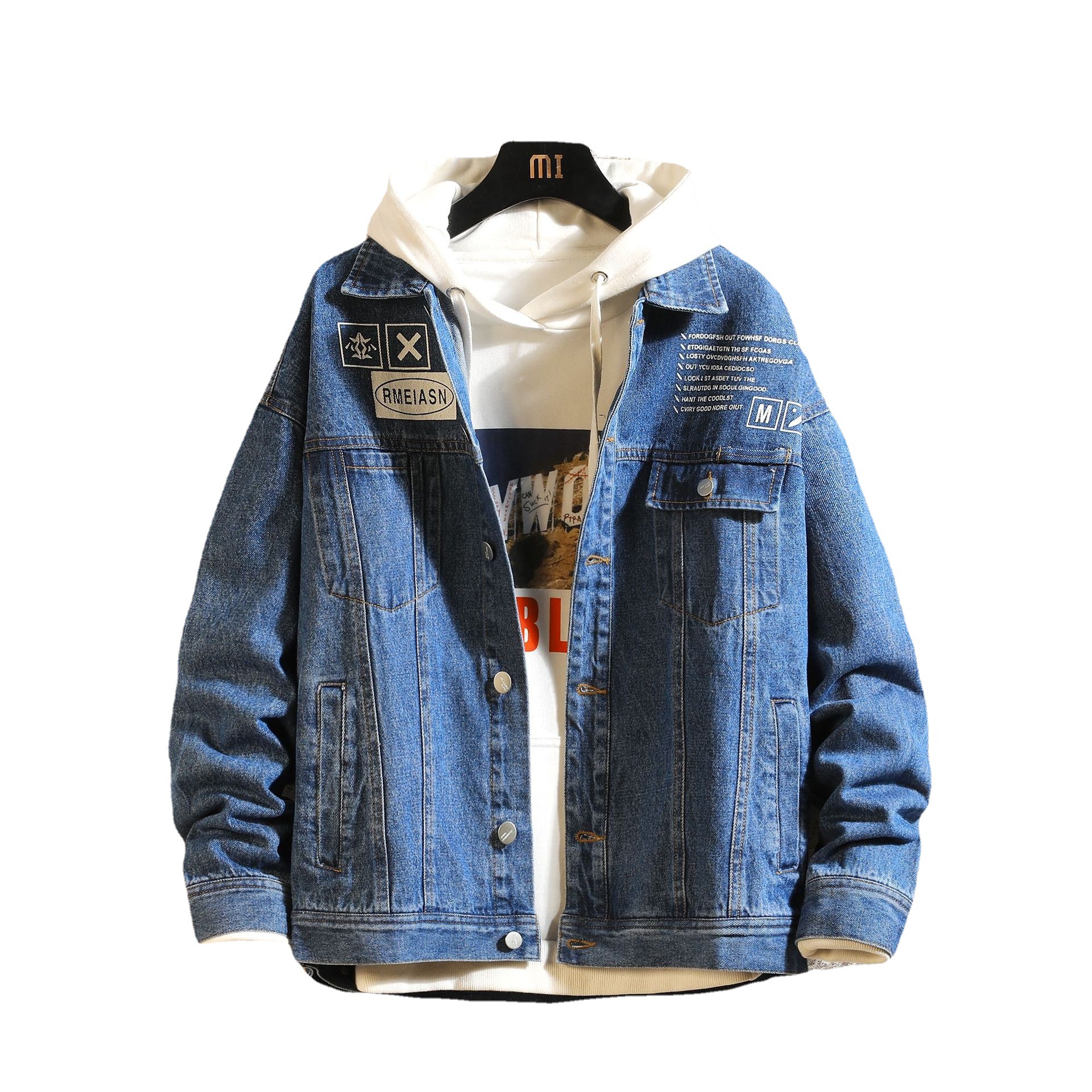 Spring and Autumn Youth Men's Denim Jacket Casual Student Trend Printing Versatile Coat_voghion.com