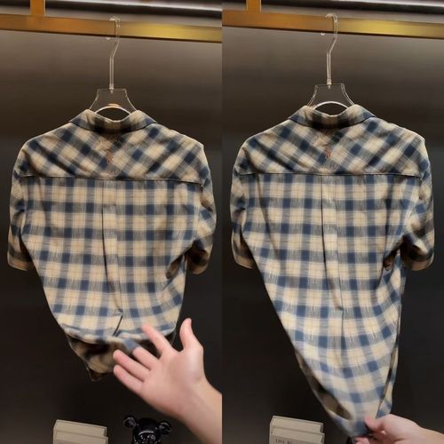 Elegance Brand High-End Mens Shirt 2025 Summer New Release Centaur Embroidery Loose Plaid Short-Sleeve Shirt