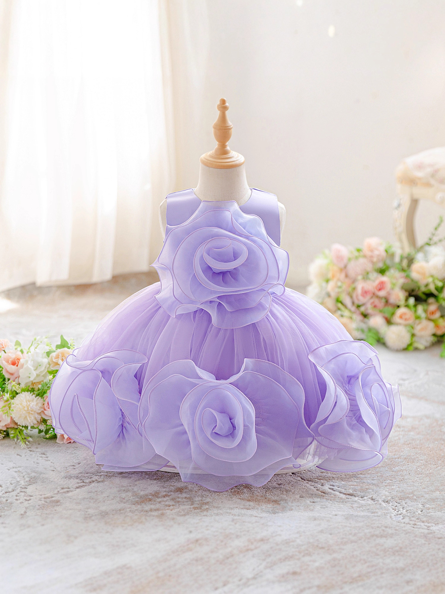 Vestido de niña de comercio exterior, vestido de princesa, vestido de niño, vestido de niño, anfitrión de capullo de flor, traje de piano, ropa para niños al por mayor