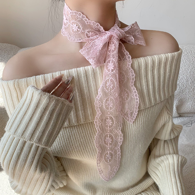 Buñuelo de seda largo de alta calidad coreano bordado de encaje sólido buñuelo de seda delgado de banda larga correa de pelo buñuelo decorativo