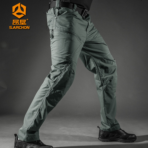 Angken Spring and Autumn Striders Tactical Pants Men's Slim Elastic Special Forces Military Fans Training Pants Waterproof Outdoor Overalls