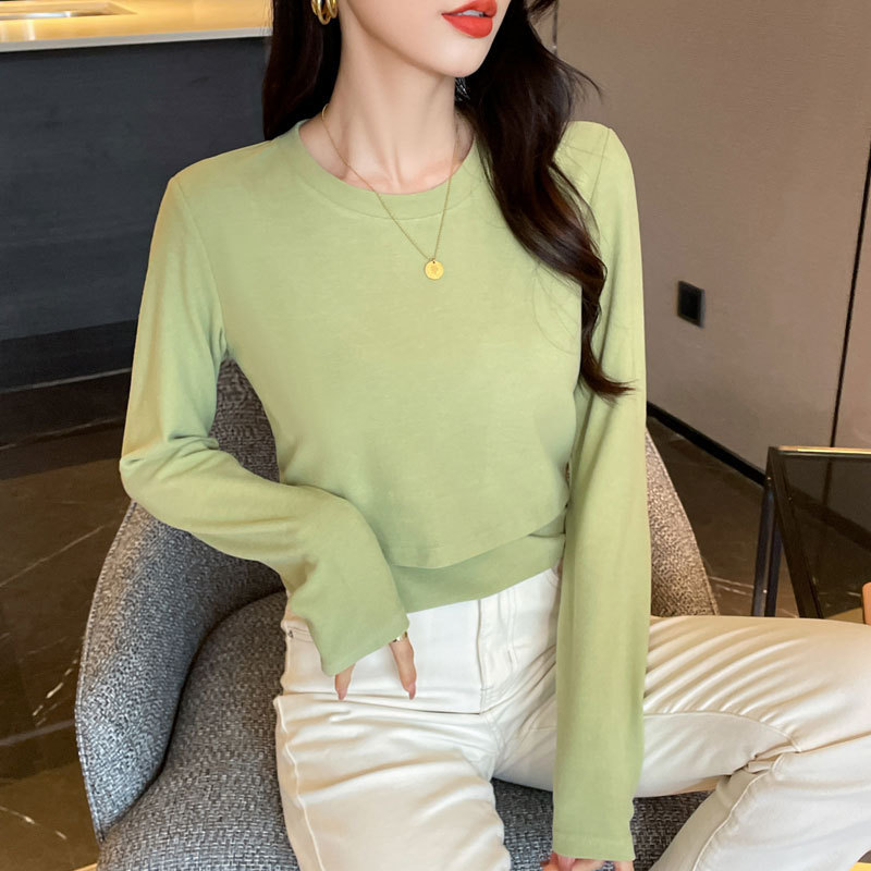 上掀哺乳上衣外出辣妈款秋冬季喂奶期产后无拉链打底纯棉长袖T恤|undefined