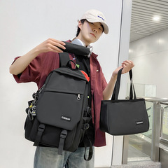 新款男士休閒雙肩包簡約初高中學生背包日系輕便大容量百搭書包