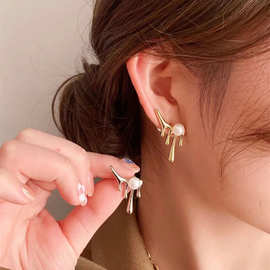 DIY珍珠小配件 S925银耳钉空托 精致新潮银耳钉 4-6mm圆珠21590