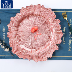 歐式創意金色玻璃雪花盤不規則盤子不規則西餐盤果盤花式擺盤餐盤