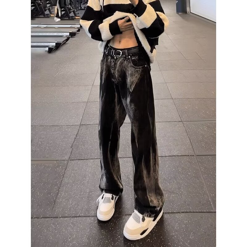 American Tie-Dye Jeans for Men, Trendy Brand, Handsome Street Straight Pants, High-Waisted Slimming Look Bootcut Pants, Legendary Merchant