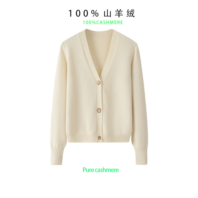 100 Pure Cashmere Cardigan Women's V Neck Loose Lazy Style Spring & Fall New Large Size Fashion Sweater Jacket Short Outer Wear 100 Pure Cashmere Cardigan Women's V Neck Loose Lazy Style Spring & Fall New Large Size Fashion Sweater Jacket Short Outer Wear