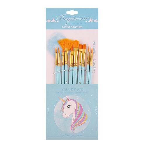 Cross-border direct supply macaron color oil painting brush set of 3, 4, 5, 6, 7, 10 nylon painting brushes for wholesale