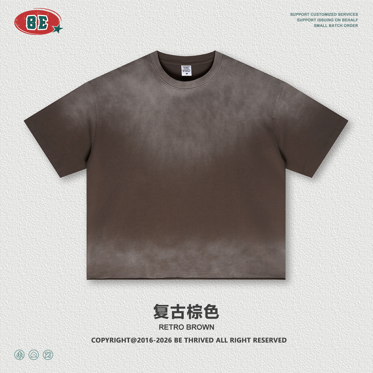 Be Hombres| 2026 verano americano lavado en agua hacer viejo Boxy borda suelta pulverización de caballo camiseta de manga corta suelta camiseta de moda masculina