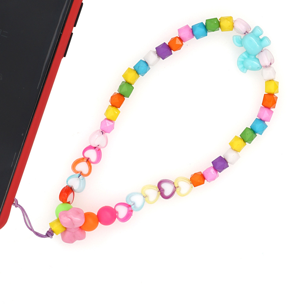 Mobile phone chain candy color love acrylic beads short mobile phone lanyardpicture7