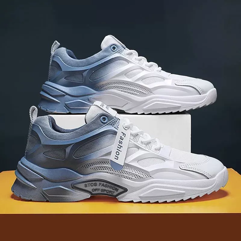 2025 новые летние мужские кроссовки в стиле Гонконг с толстой подошвой, сетчатые спортивные кроссовки, универсальные повседневные кеды