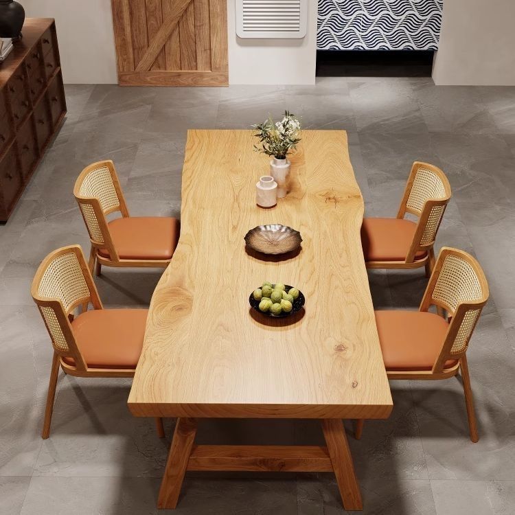 日式实木餐桌鲸鱼餐桌椅组合客厅书桌饭桌家用长方形北欧工作台|undefined