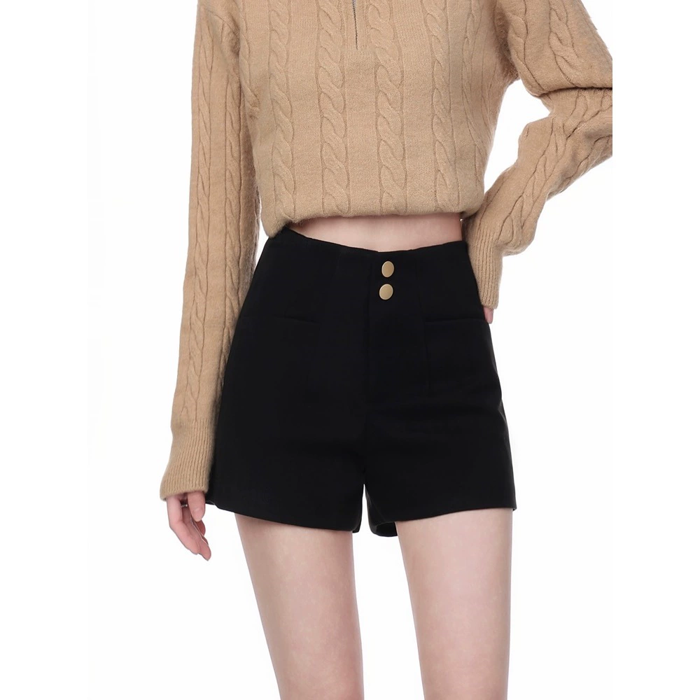 Черные женские шорты с высокой талией, лето 2025, миниатюрные утягивающие брюки трапециевидной формы для горячих девушек, облегающие широкие брюки