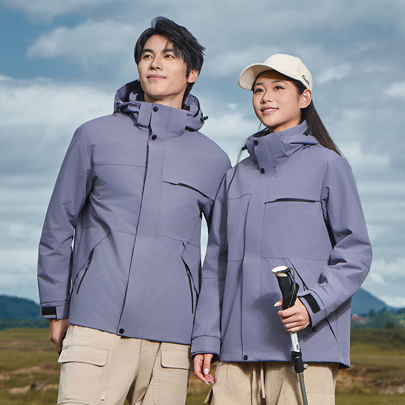 韓国版の男性と女性のアウトドア新作ジャケット スリーインワン防風防寒ジャケット カップル登山スキージャケット|undefined