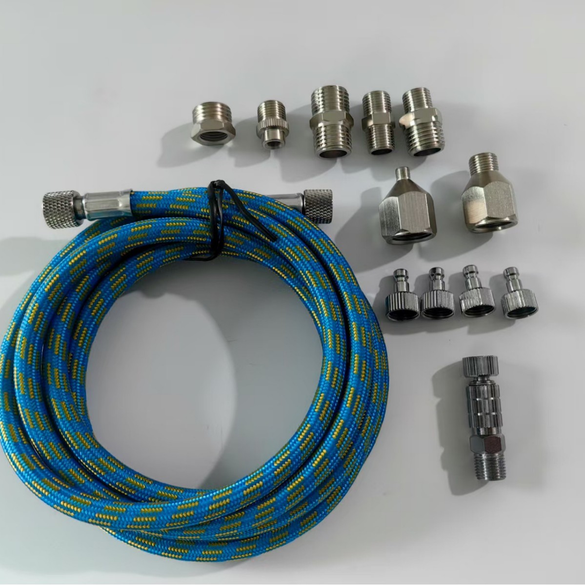1/8 1/4 x1.8米编织管喷笔编织气管套装气管转接头不锈钢编织软管