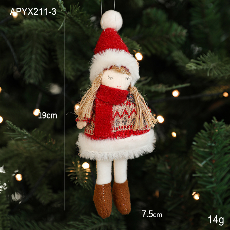 国境を越えて人気のあるぬいぐるみクリスマスストラップ紅白雪だるまクリスマスツリーのペンダントテーブルの飾りクリスマスツリーのペンダント|undefined