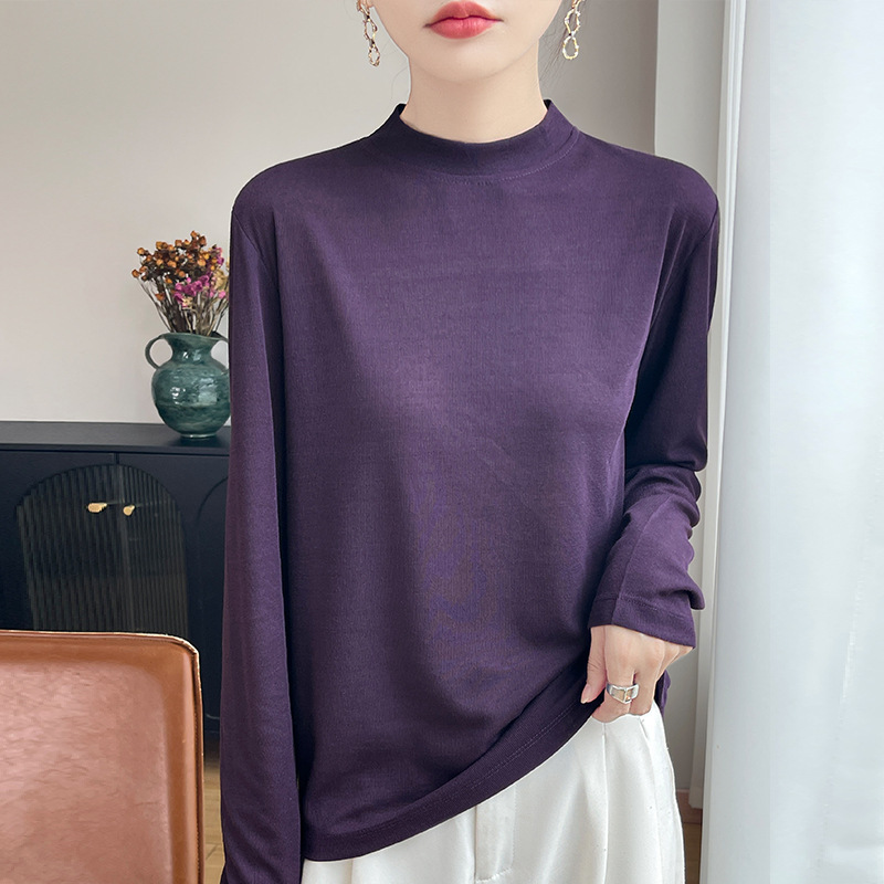 2026 New Stylish White Base Layer Top T-Shirt Half-Turtleneck Knitwear Thin Women's Inner Wear for Spring and Autumn 2026 New Stylish White Base Layer Top T-Shirt Half-Turtleneck Knitwear Thin Women's Inner Wear for Spring and Autumn