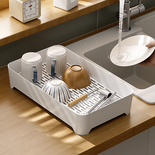 Drain tray home living room double-layer tray rectangular tea tray fruit tray creative plastic drain basket Amazon model