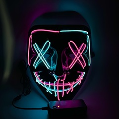 賽博朋克發光v臉面具冷光發光面具雙色萬聖節狂歡節派對發光面具